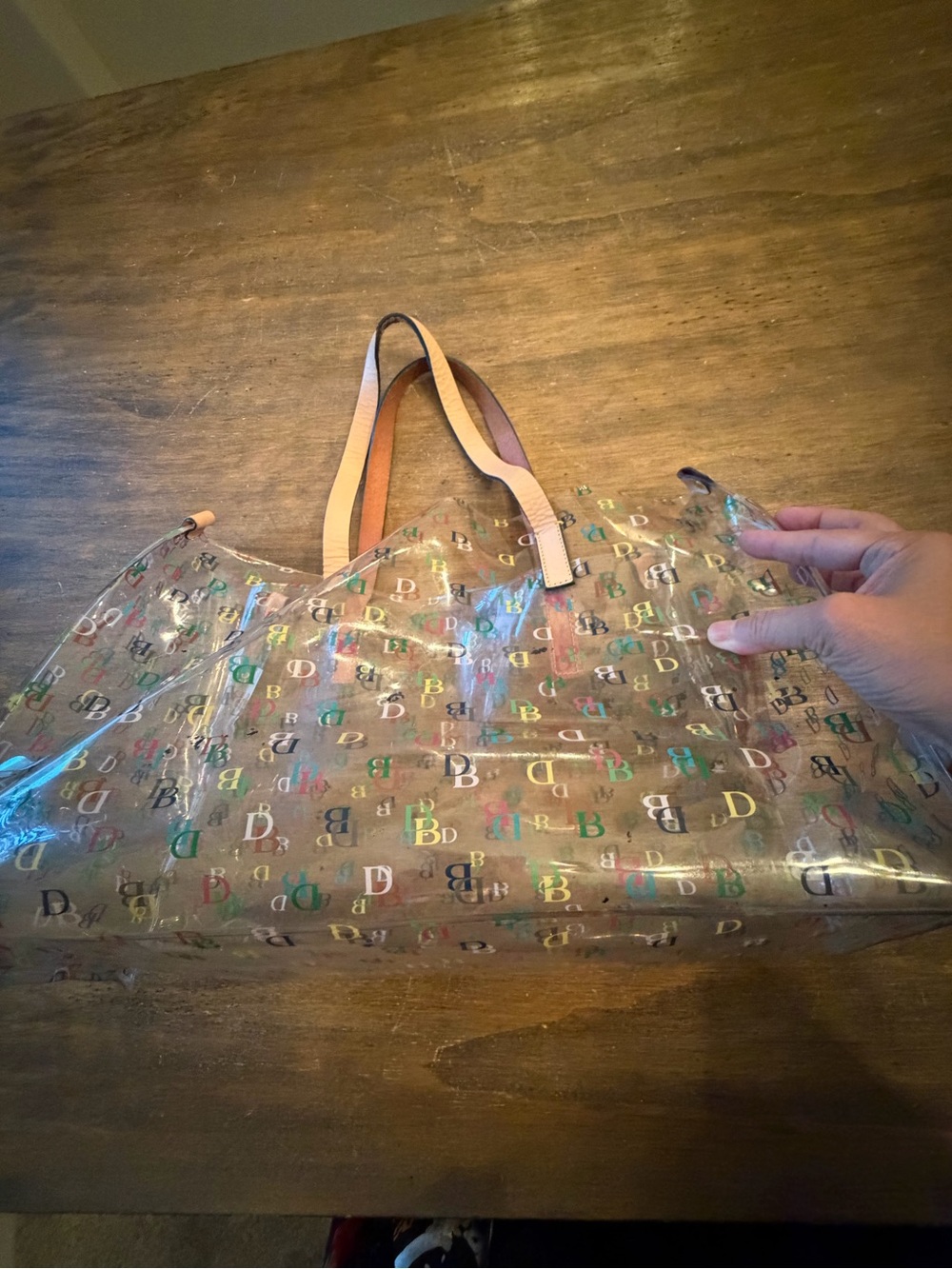 Dooney and Bourke Multicolor Clear XL shopper tan leather Signature - Picture 2 of 13